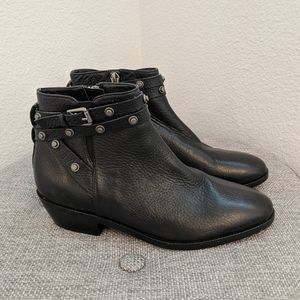 Like New Halogen Black Leather Studded Booties
